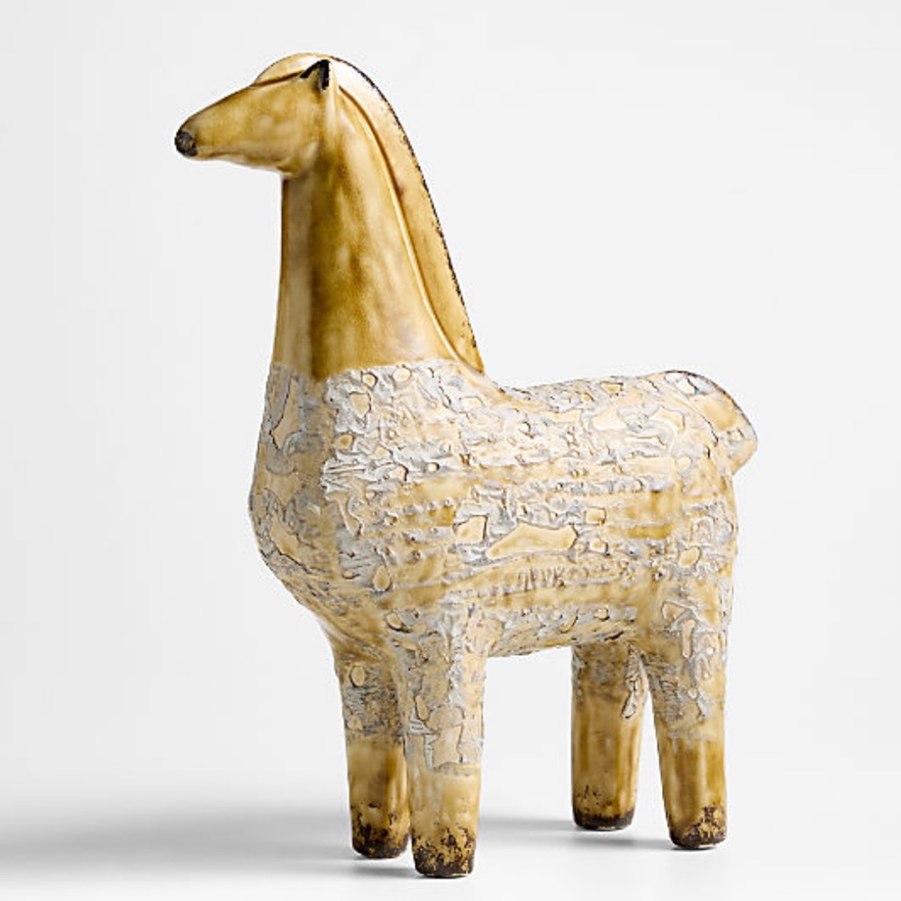 New! 🐎🏇🐎Crate&Barrel Gold Ceramic Horse Sculpture Limited Edition